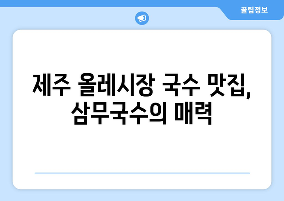 제주 올레시장 맛집 추천| 삼무국수 탐방 후기 & 주변 맛집 | 제주도, 올레시장, 맛집, 국수, 삼무국수